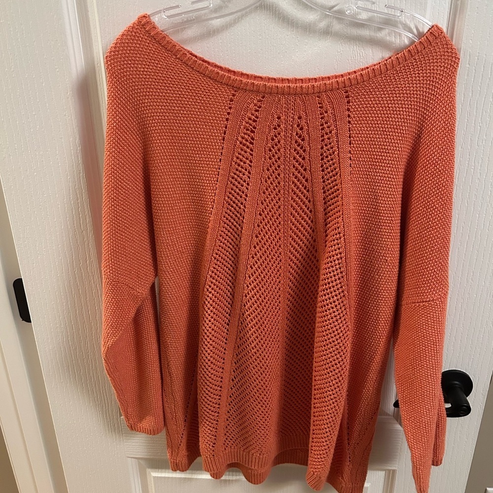 NIC+ZOE Coral Off-the-Shoulder Sweater